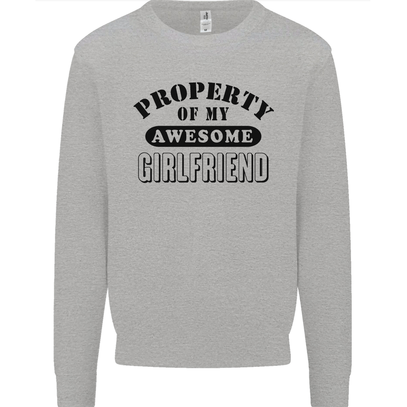 Property of My Awesome Girlfriend Funny Mens Sweatshirt Jumper Sports Grey