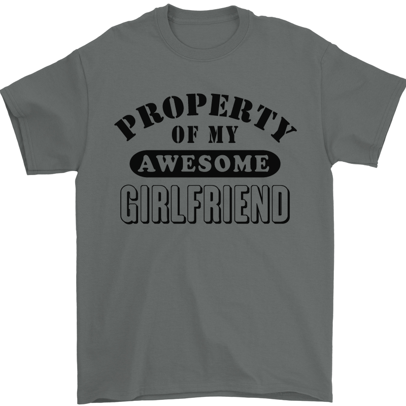 Property of My Awesome Girlfriend Funny Mens T-Shirt Cotton Gildan Charcoal