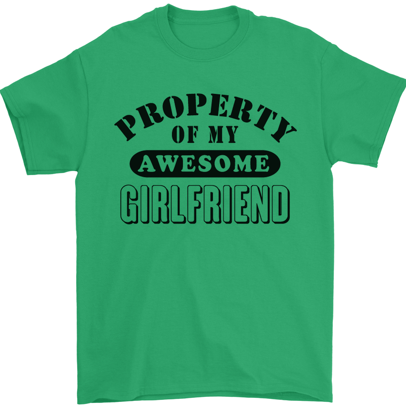 Property of My Awesome Girlfriend Funny Mens T-Shirt Cotton Gildan Irish Green