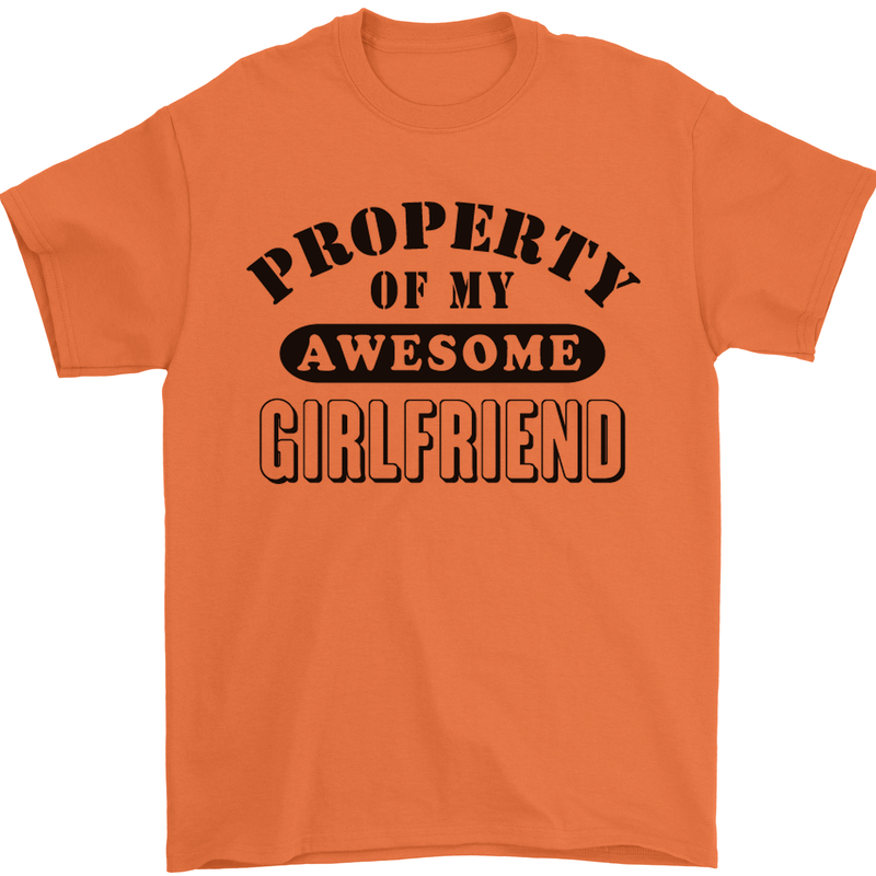 Property of My Awesome Girlfriend Funny Mens T-Shirt Cotton Gildan Orange