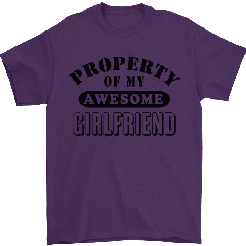 Property of My Awesome Girlfriend Funny Mens T-Shirt Cotton Gildan Purple
