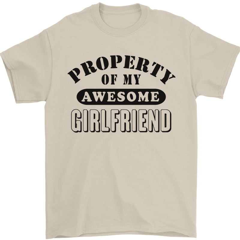 Property of My Awesome Girlfriend Funny Mens T-Shirt Cotton Gildan Sand