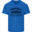 Property of My Awesome Girlfriend Funny Mens V-Neck Cotton T-Shirt Royal Blue