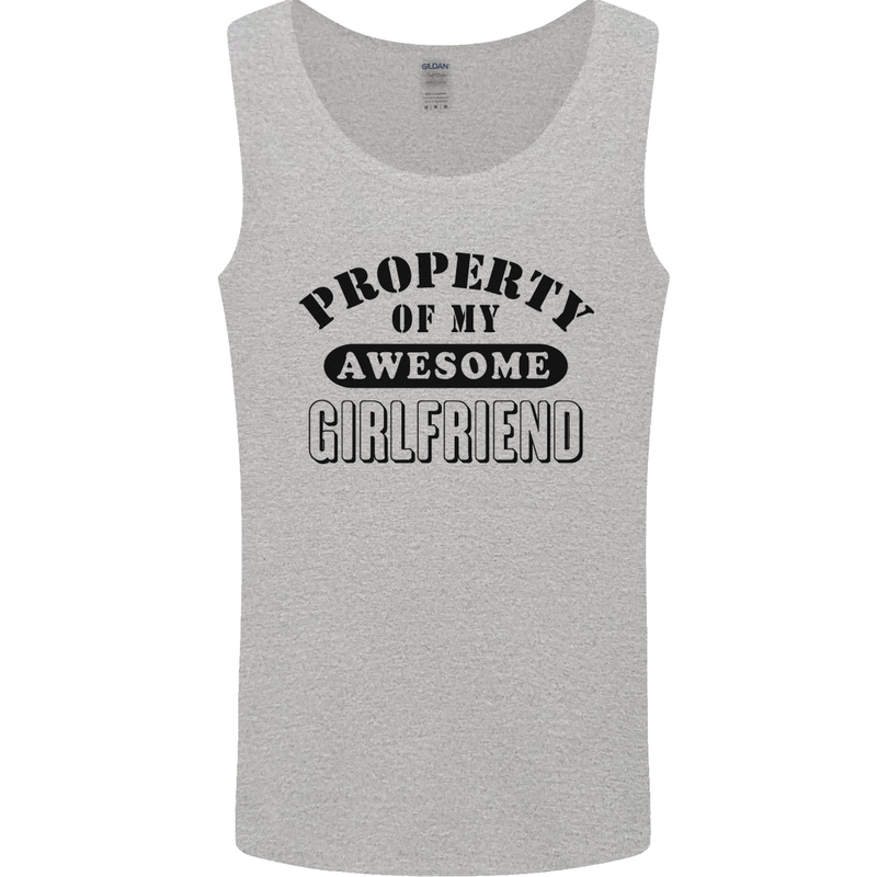 Property of My Awesome Girlfriend Funny Mens Vest Tank Top Sports Grey