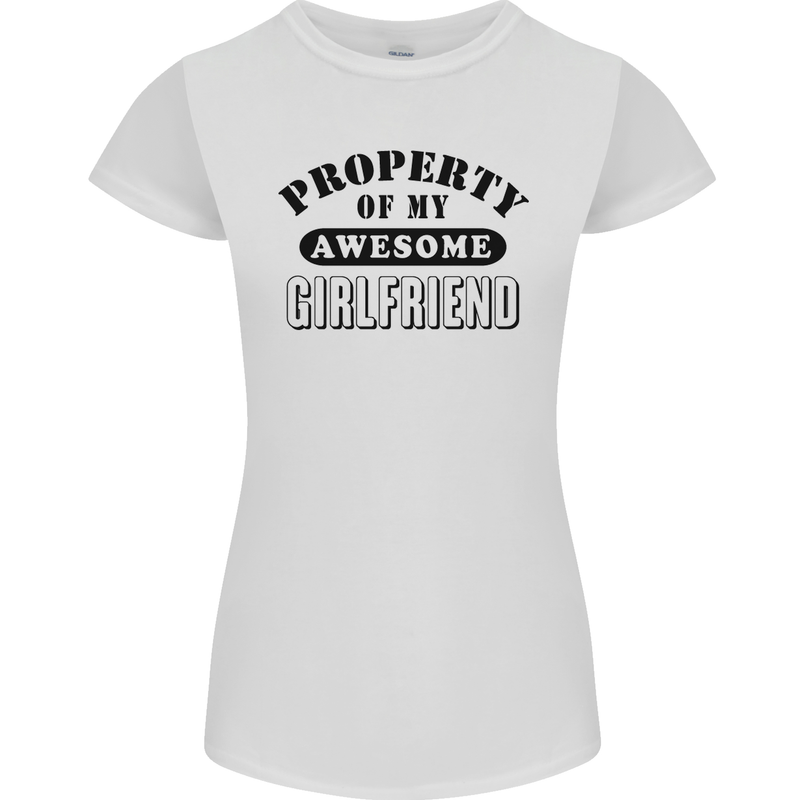 Property of My Awesome Girlfriend Funny Womens Petite Cut T-Shirt White