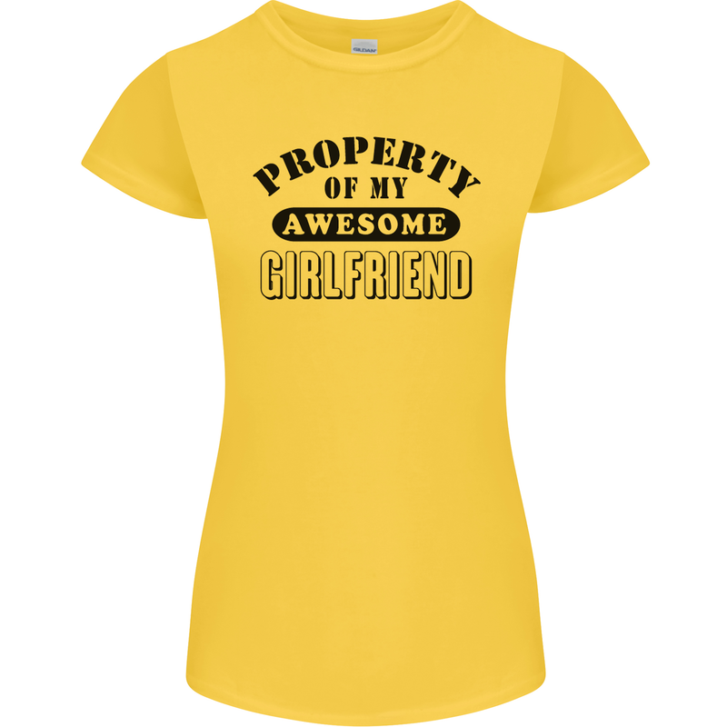 Property of My Awesome Girlfriend Funny Womens Petite Cut T-Shirt Yellow