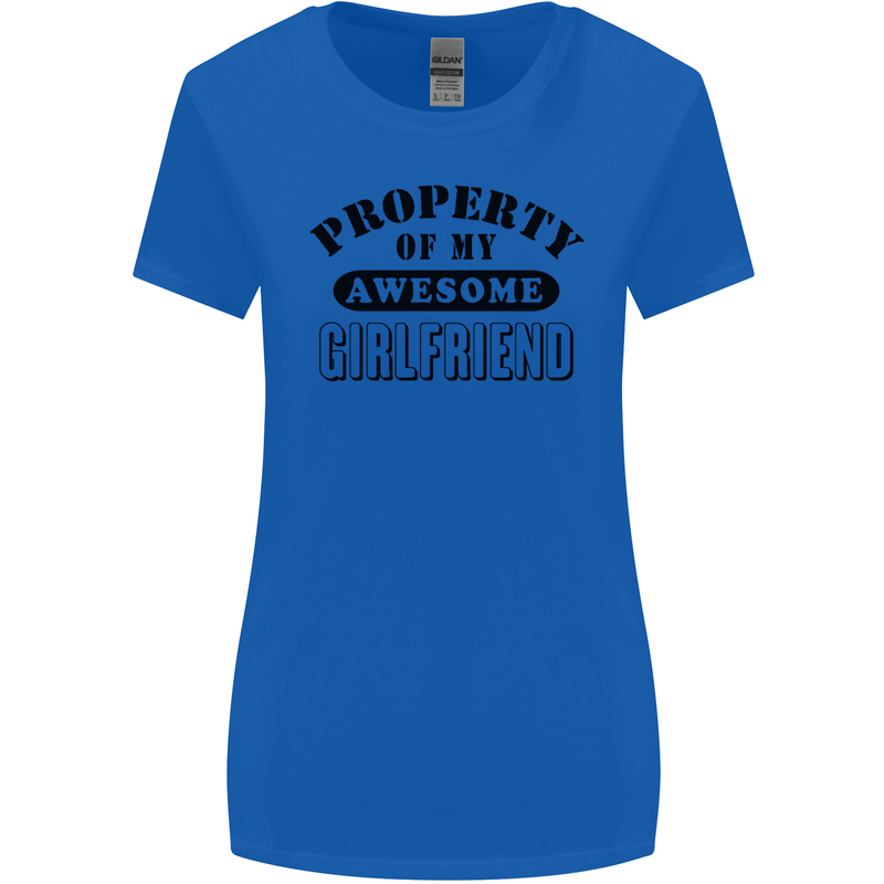 Property of My Awesome Girlfriend Funny Womens Wider Cut T-Shirt Royal Blue
