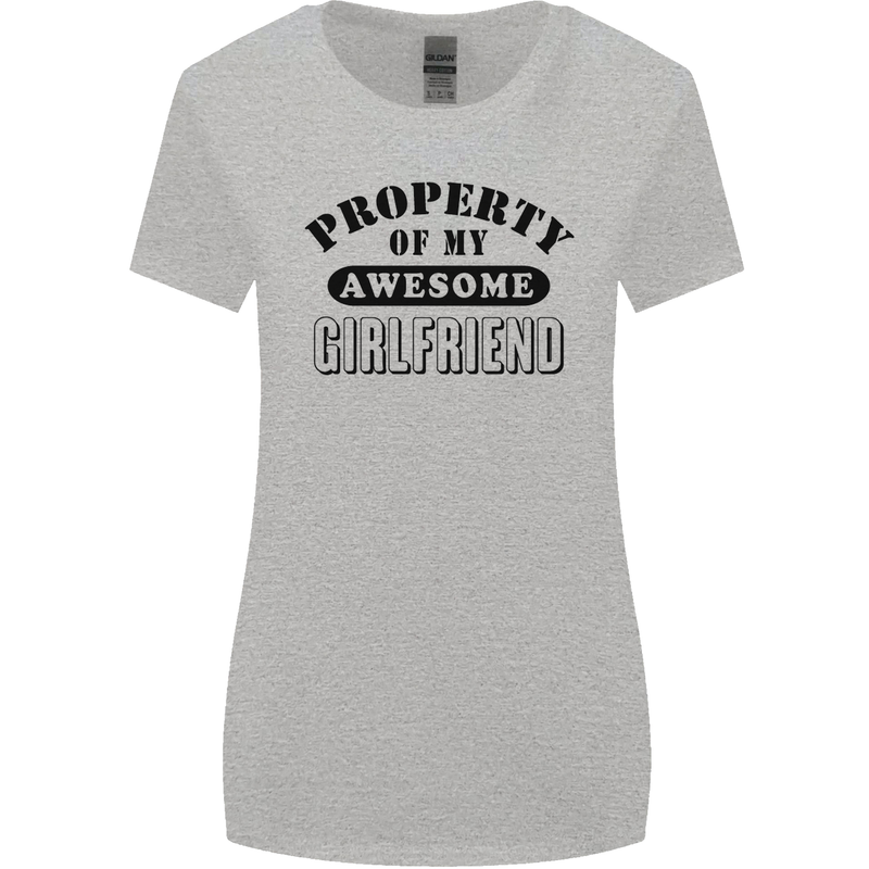 Property of My Awesome Girlfriend Funny Womens Wider Cut T-Shirt Sports Grey