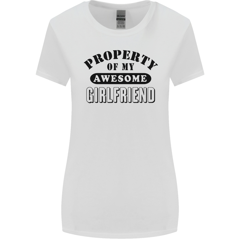Property of My Awesome Girlfriend Funny Womens Wider Cut T-Shirt White