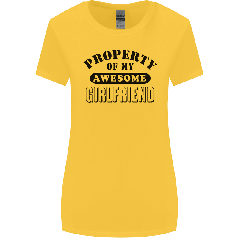 Property of My Awesome Girlfriend Funny Womens Wider Cut T-Shirt Yellow