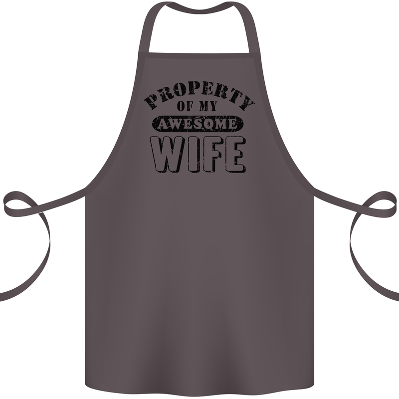 Property of My Awesome Wife Valentine's Day Cotton Apron 100% Organic Dark Grey