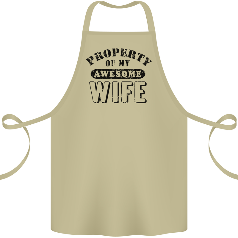 Property of My Awesome Wife Valentine's Day Cotton Apron 100% Organic Khaki