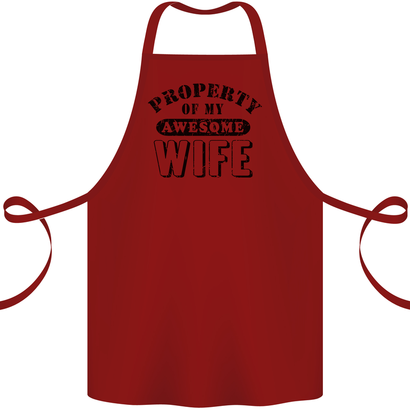 Property of My Awesome Wife Valentine's Day Cotton Apron 100% Organic Maroon