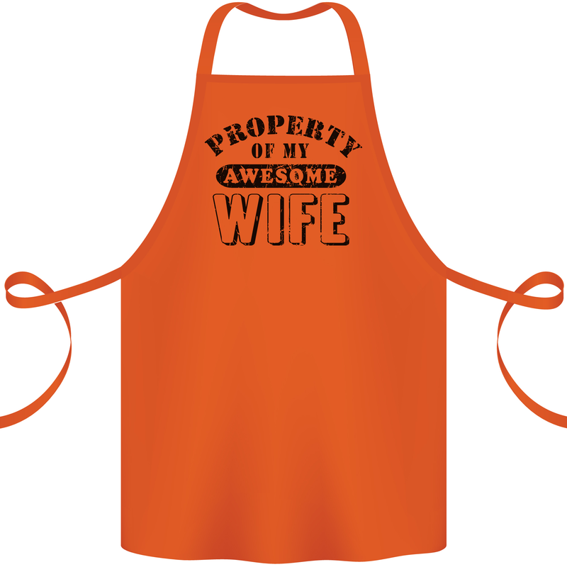 Property of My Awesome Wife Valentine's Day Cotton Apron 100% Organic Orange