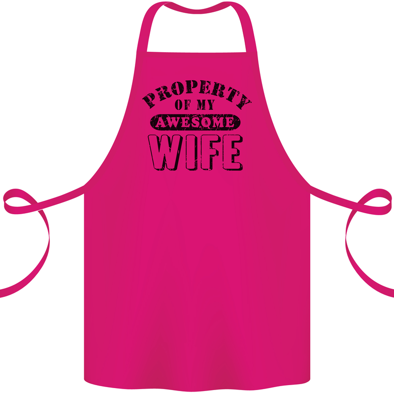 Property of My Awesome Wife Valentine's Day Cotton Apron 100% Organic Pink