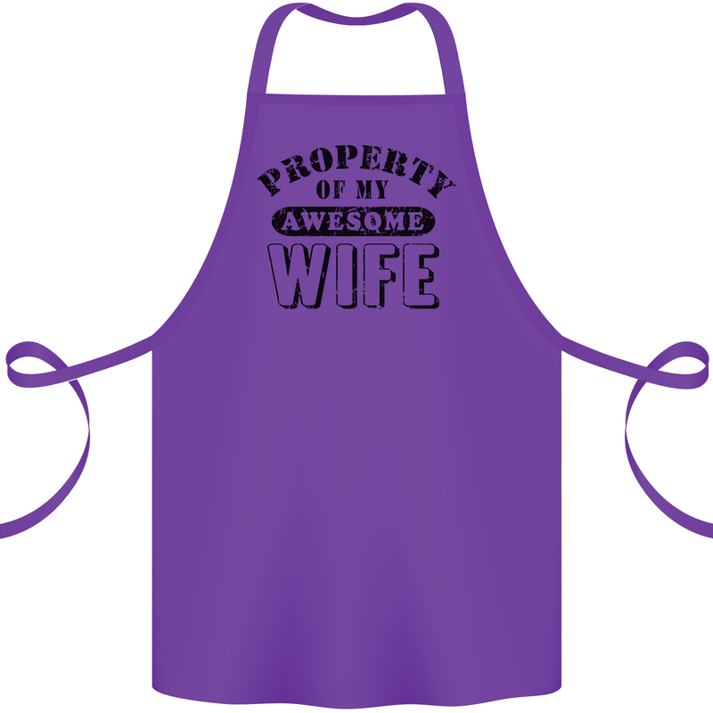 Property of My Awesome Wife Valentine's Day Cotton Apron 100% Organic Purple