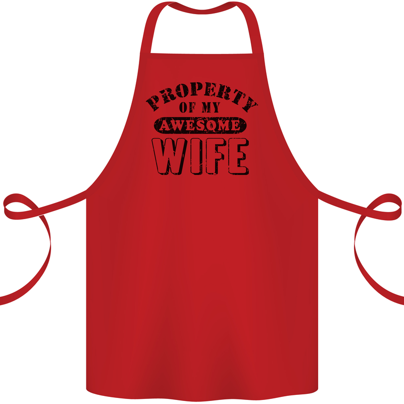 Property of My Awesome Wife Valentine's Day Cotton Apron 100% Organic Red