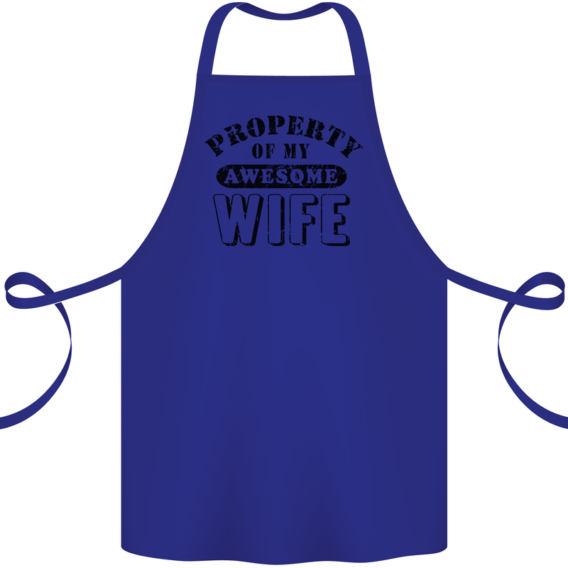Property of My Awesome Wife Valentine's Day Cotton Apron 100% Organic Royal Blue