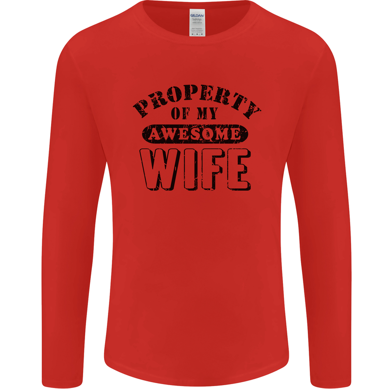 Property of My Awesome Wife Valentine's Day Mens Long Sleeve T-Shirt Red