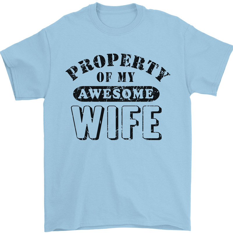 Property of My Awesome Wife Valentine's Day Mens T-Shirt Cotton Gildan Light Blue