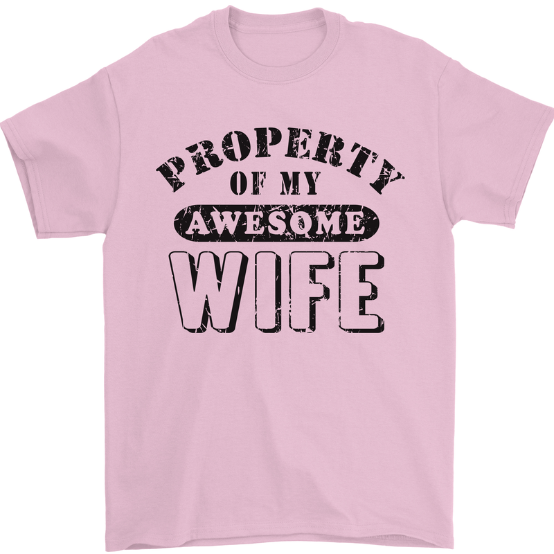 Property of My Awesome Wife Valentine's Day Mens T-Shirt Cotton Gildan Light Pink