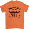 Property of My Awesome Wife Valentine's Day Mens T-Shirt Cotton Gildan Orange