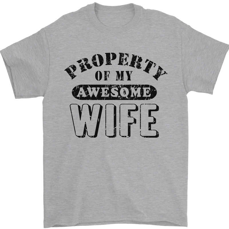 Property of My Awesome Wife Valentine's Day Mens T-Shirt Cotton Gildan Sports Grey
