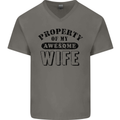 Property of My Awesome Wife Valentine's Day Mens V-Neck Cotton T-Shirt Charcoal
