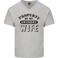 Property of My Awesome Wife Valentine's Day Mens V-Neck Cotton T-Shirt Sports Grey