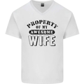 Property of My Awesome Wife Valentine's Day Mens V-Neck Cotton T-Shirt White