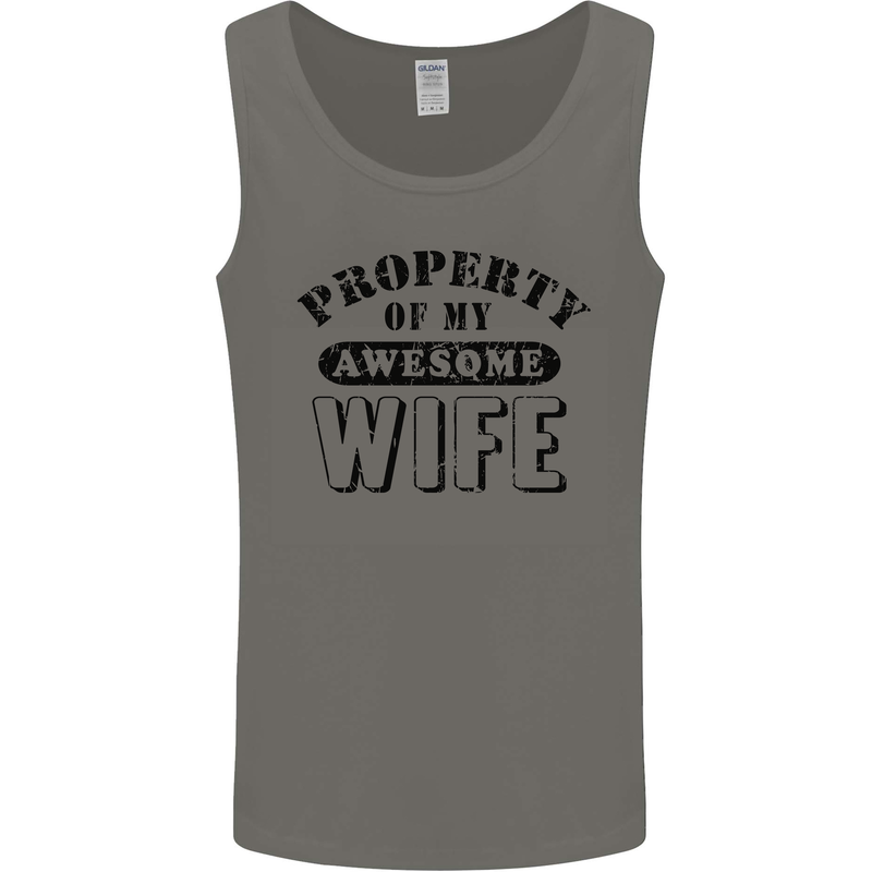 Property of My Awesome Wife Valentine's Day Mens Vest Tank Top Charcoal