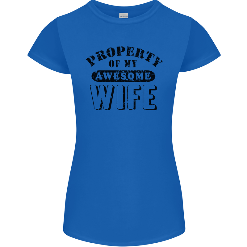 Property of My Awesome Wife Valentine's Day Womens Petite Cut T-Shirt Royal Blue