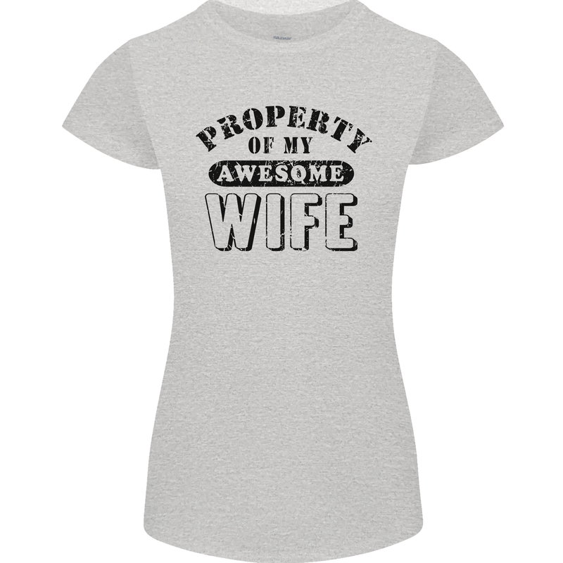 Property of My Awesome Wife Valentine's Day Womens Petite Cut T-Shirt Sports Grey
