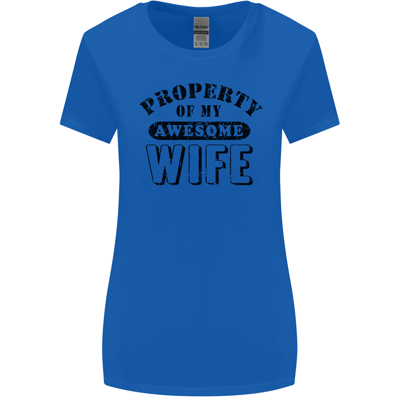 Property of My Awesome Wife Valentine's Day Womens Wider Cut T-Shirt Royal Blue