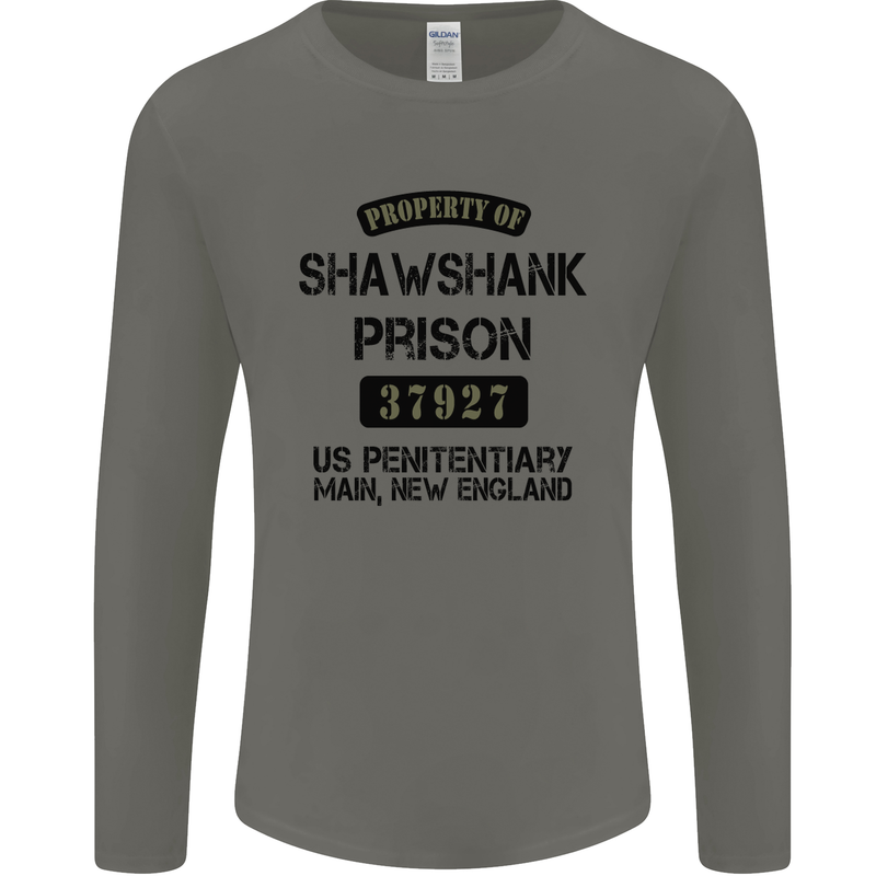 Property of Shawshank Prison Movie 90's Mens Long Sleeve T-Shirt Charcoal