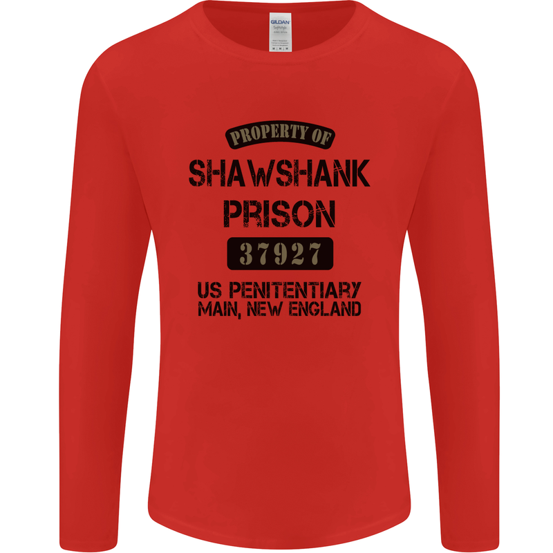 Property of Shawshank Prison Movie 90's Mens Long Sleeve T-Shirt Red