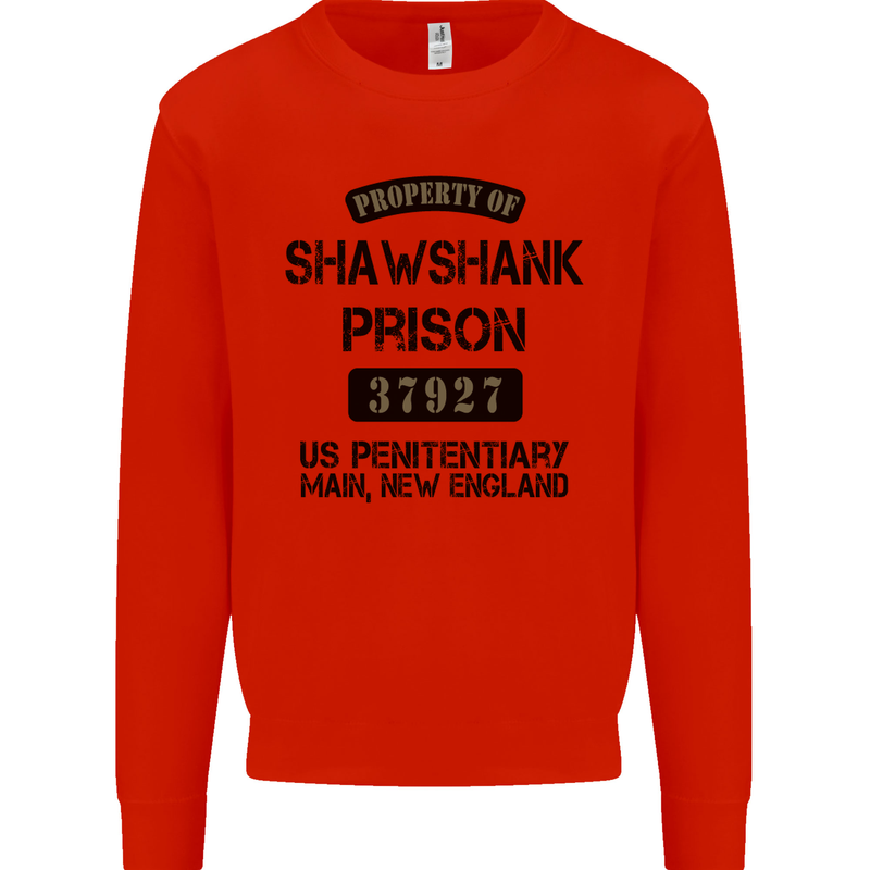 Property of Shawshank Prison Movie 90's Mens Sweatshirt Jumper Bright Red