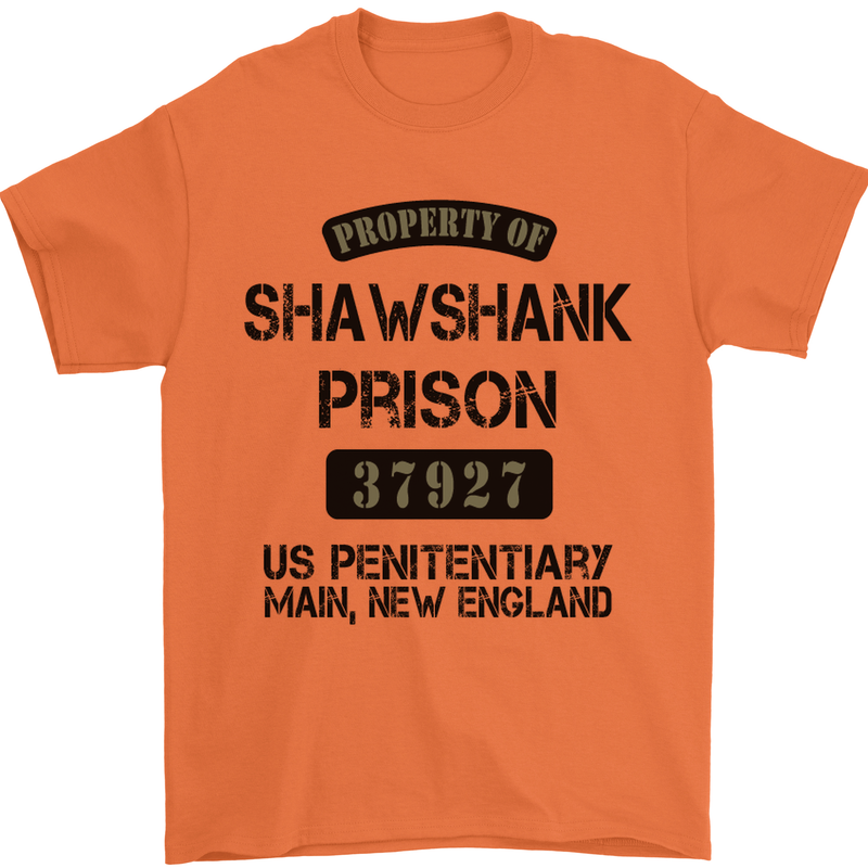 Property of Shawshank Prison Movie 90's Mens T-Shirt Cotton Gildan Orange