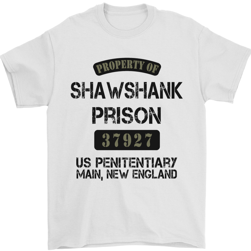 Property of Shawshank Prison Movie 90's Mens T-Shirt Cotton Gildan White