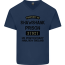 Property of Shawshank Prison Movie 90's Mens V-Neck Cotton T-Shirt Navy Blue