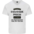 Property of Shawshank Prison Movie 90's Mens V-Neck Cotton T-Shirt White