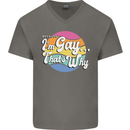 Proud To Be Gay LGBT Pride Awareness Mens V-Neck Cotton T-Shirt Charcoal