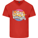 Proud To Be Gay LGBT Pride Awareness Mens V-Neck Cotton T-Shirt Red