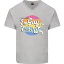 Proud To Be Gay LGBT Pride Awareness Mens V-Neck Cotton T-Shirt Sports Grey
