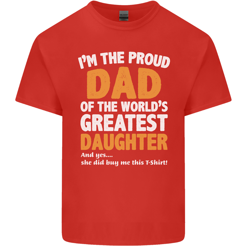 Proud World's Greatest Daughter Fathers Day Mens Cotton T-Shirt Tee Top Red