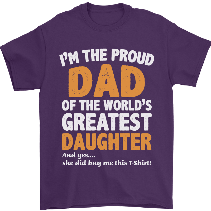 Proud World's Greatest Daughter Fathers Day Mens T-Shirt Cotton Gildan Purple