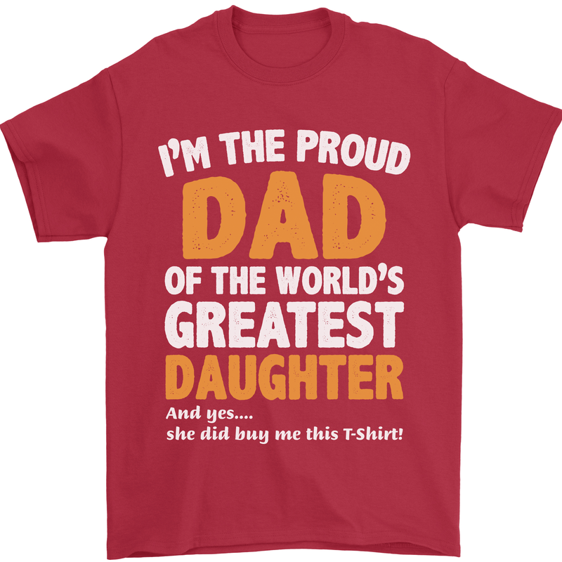 Proud World's Greatest Daughter Fathers Day Mens T-Shirt Cotton Gildan Red