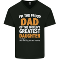 Proud World's Greatest Daughter Fathers Day Mens V-Neck Cotton T-Shirt Black