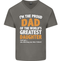 Proud World's Greatest Daughter Fathers Day Mens V-Neck Cotton T-Shirt Charcoal