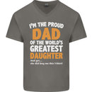 Proud World's Greatest Daughter Fathers Day Mens V-Neck Cotton T-Shirt Charcoal